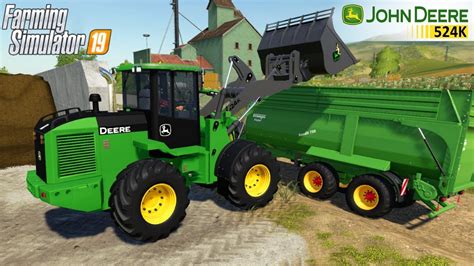Farming Simulator 19 John Deere 524k Wheel Loader Silo Loading Youtube