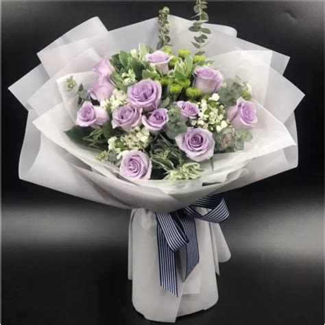 One Dozen Purple Roses Bouquet Pak Tak Florist Hk Ltd