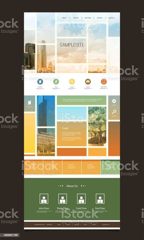 One Page Website Template Different Header Designs Stock Illustration ...