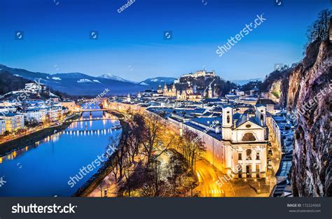 Panoramic View Of Historic City Of Salzburg With Festung Hohensalzburg