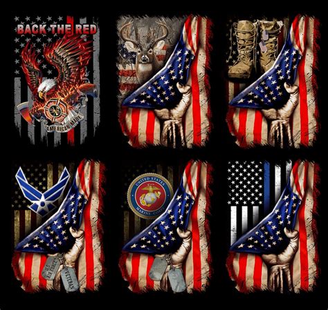 Bundle 6 Fist Hand Pulling Usa Flag Png Patriotic Military Etsy