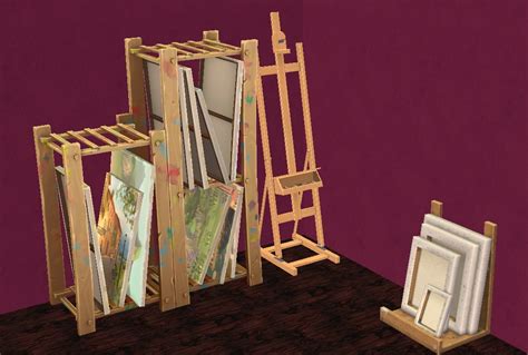 Theninthwavesims The Sims 2 The Sims 4 Painting Canvas Storage Rack