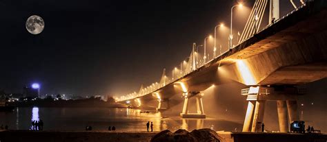 The Shah Amanat Bridge At Night Over The Karnaphuli River Rbangladesh