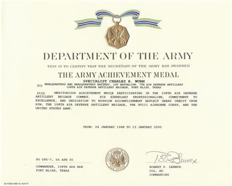 Army Certificate Of Appreciation Template