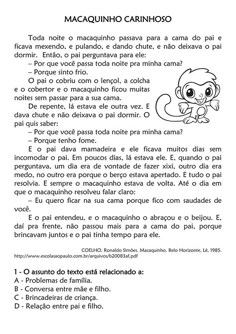 Atividade De Português 3º Ano Interpretação De Texto 1