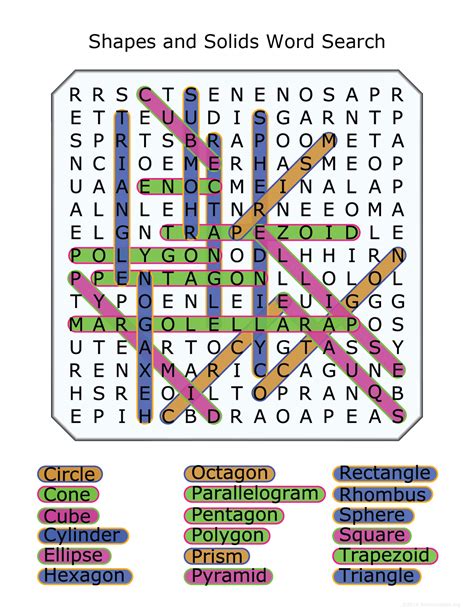 2d And 3d Shapes Word Search Puzzle