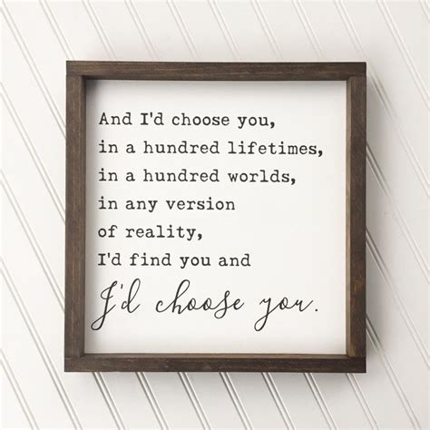 i d choose you framed wood sign love quote wall hanging etsy