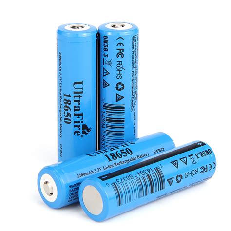 Led 18650 flashlight with 4pcs 2500mah rechargeable battery, zoomable water resistant 5 modes high lumen handheld light for camping fishing. UltraFire 18650 3.7V Li-ion 2200mAh MAX battery ...