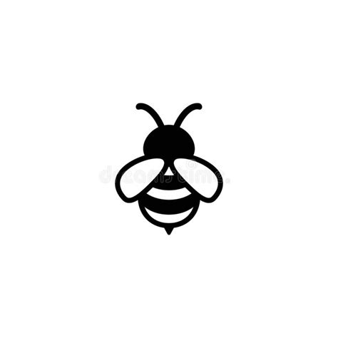 Black Honey Bee Simple Silhouette Flat Icon Isolated on White Stock