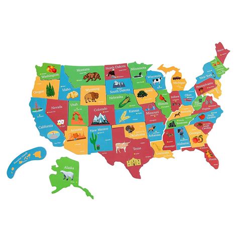 44pcs Magnetic Usa Puzzle Map For Kids With Capitals And Outline Of