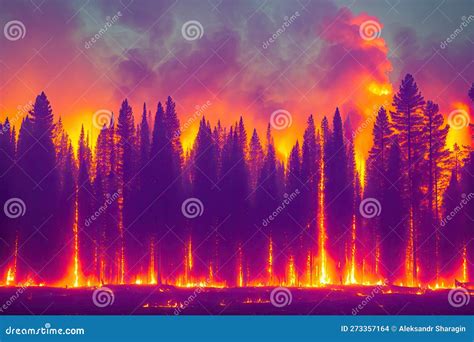 Intense Flames From A Massive Forest Fire Generative Ai Flames Light