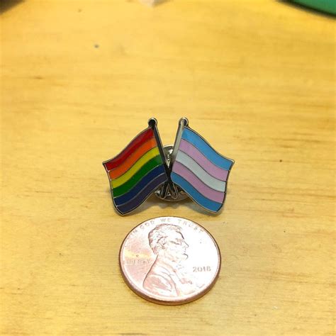 The Lgbtq Transgender Rainbow Pride Double Flag Pin Badge Etsy