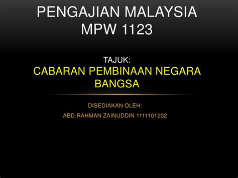 (huraian sukatan pelajaran dan buku teks sejarah contoh soalan dan skema jawapan pembinaan negara dan bangsa malaysia sejarah kertas 3 spm bab 4 : PPT - PENGAJIAN MALAYSIA MPW 1123 TAJUK: CABARAN PEMBINAAN ...
