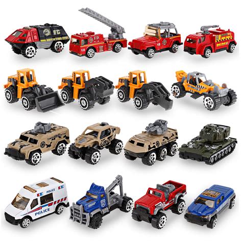 Buy 16 Pcs Mini Diecast Metal Assortment Pocket Vehicles Toy Car T