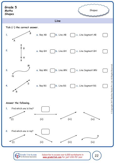 Lines Points Rays Line Segment Worksheets