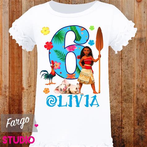 Previous next 1 / 34. Girl's Personalized Birthday Shirt // Moana Birthday T ...