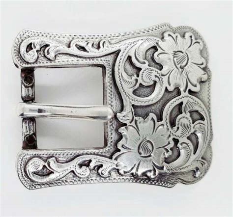 Western Style Floral Solid 925 Sterling Silver Mens Fantastic Belt