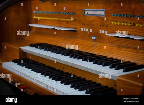 Pipe Organ Keyboards Console Close Up Stock Photo Alamy