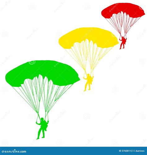 Skydiver Silhouettes Parachuting Vector Stock Vector Illustration Of