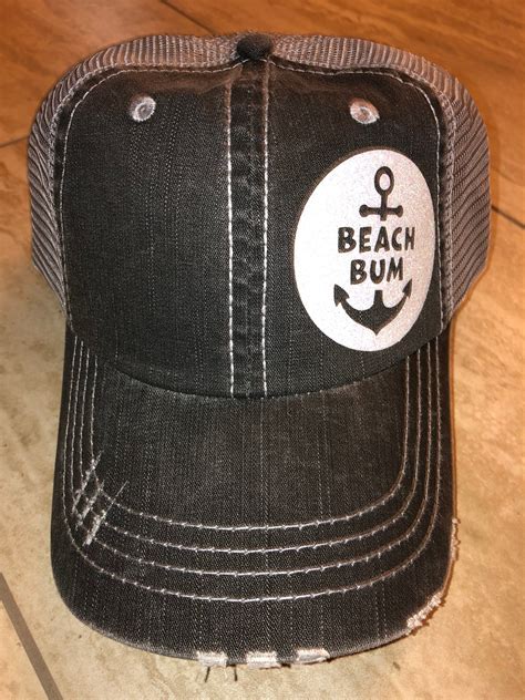 Beach Bum Beach Bum Hat Distressed Trucker Baseball Caps Etsy