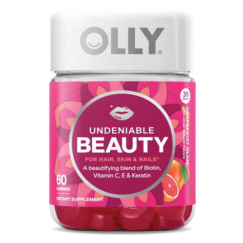 Olly Olly Undeniable Beauty Hair Skin Nails Vitamin 60 Count Gummies