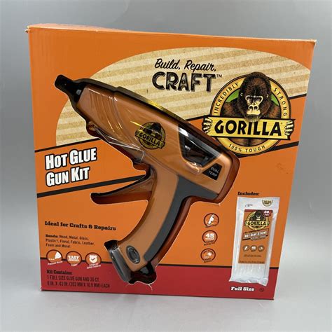 Gorilla Hot Glue Gun Kit Dual Temp Full Size Plus 30 Hot Glue Sticks Nob Fs