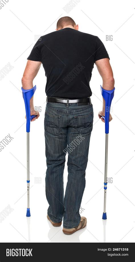 Young Man Crutch Image And Photo Free Trial Bigstock
