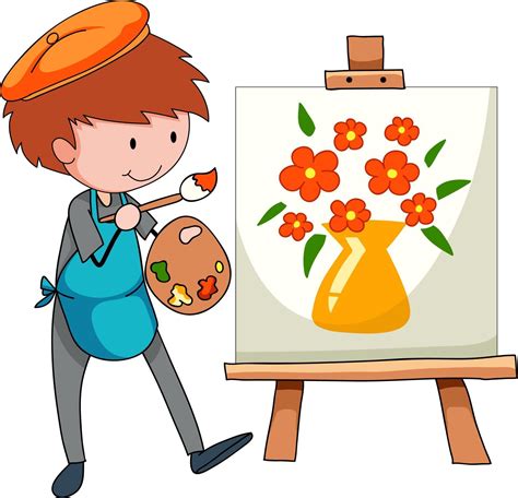 Little Artist Drawing The Picture Cartoon Character Isolated 2939810