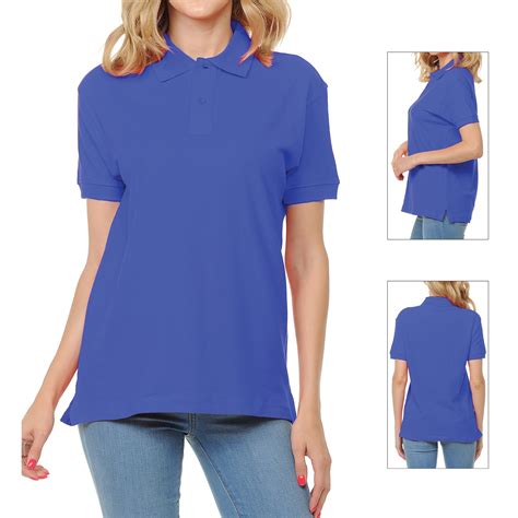 Basico Royal Blue Polo Collared Shirts For Women 100 Cotton Short