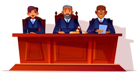 Judges At Court Hearing Vector Illustration English Lawyers Japan