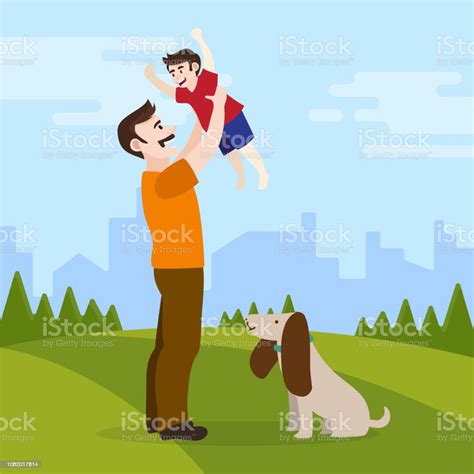 Fathers Day Dad Playing With His Son Stock Illustration Download Image Now Adult Blond Hair