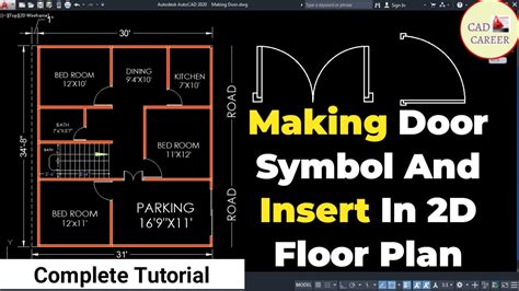 Making Door Symbol And Insert In 2d Floor Plan Autocad Basic Floor