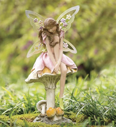 Flower Fairy On Mushroom Garden Statue Wind And Weather