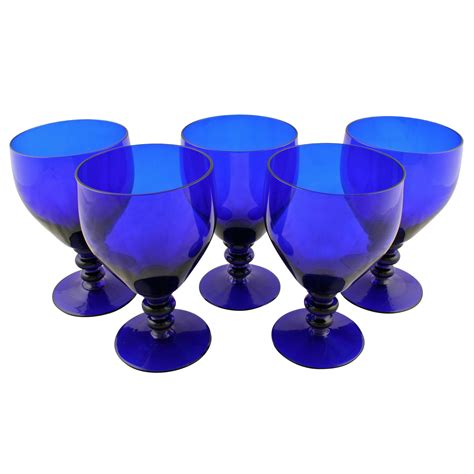 Bristol Blue Glass Rummers Five Blue Wine Glasses Blue Wine Glasses Blue Glass Antique Glasses