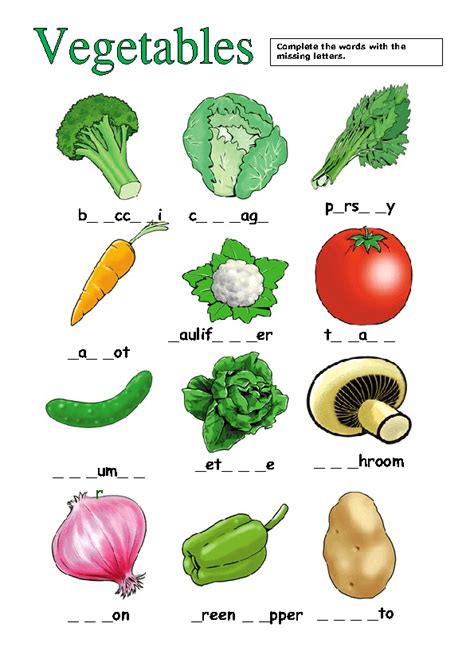 133 Free Fruit And Vegetables Worksheets