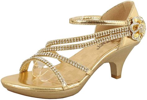 Delicacy Womens Strappy Rhinestone Dress Sandal Low Heel Shoes Heeled
