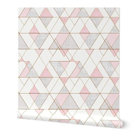 Geometric Wallpaper Triangles Pink Gray By Crystal Walen Etsy In 2020