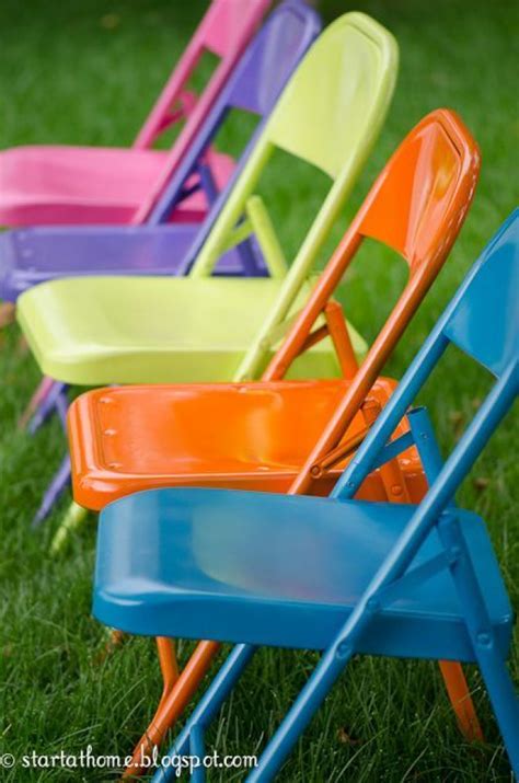 Set up a spray area by covering work area with a drop cloth. Spray Painted Metal Folding Chairs -- dining room? #smallwoodcrafts in 2020 | Metal folding ...