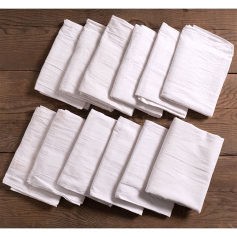 Kaf Home Set Of 12 Flour Sack White Kitchen Towels 100 Percent Cotton