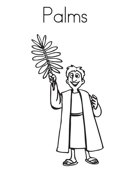 A Boy Waving A Palm Leaf In Palm Sunday Coloring Page Color Luna