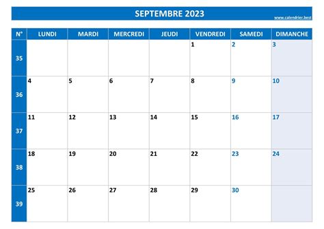 Calendrier Septembre 2023 à Consulter Ou Imprimer Calendrierbest