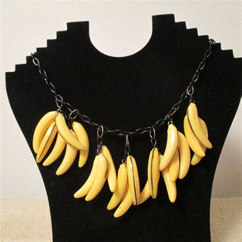 Contemporary Plastic Banana Necklace With Celluloid Like Chain