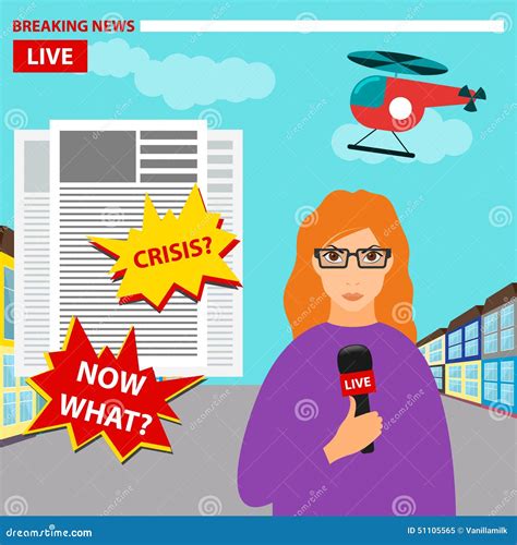 Bright Colored Conceptual Illustration On The Theme Of Breaking News