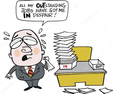 Vector Cartoon Showing Overworked Business Executive — Stock Vector