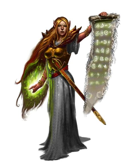 Female Elf Wizard With Big Scroll Pathfinder Pfrpg Dnd Dandd 35 5e 5th