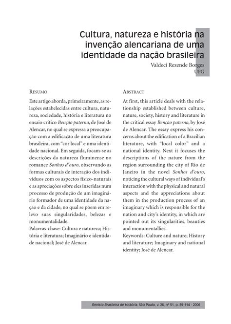 pdf cultura natureza e história na invenção alencariana de uma identidade da nação brasileira