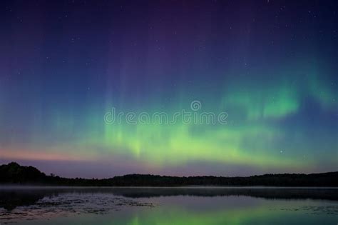 Northern Lights Aurora Borealis Stock Photo Image Of Summer Lake