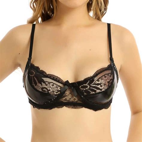 Women Sexy 14 Cup Lace Bra Push Up Underwired Shelf Bra Unlined See