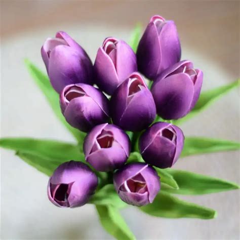 30pcs purple tulips artificial flowers real touch pu artificiales para decora bouquet home