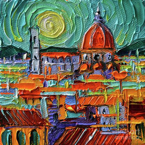 Florence Abstract Rooftops Miniature Palette Knife Oil Painting Mona
